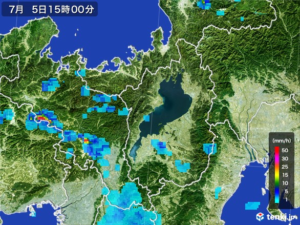 滋賀県の雨雲レーダー(2017年07月05日)