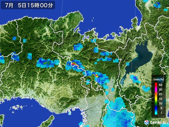 京都府の雨雲レーダー(2017年07月05日)