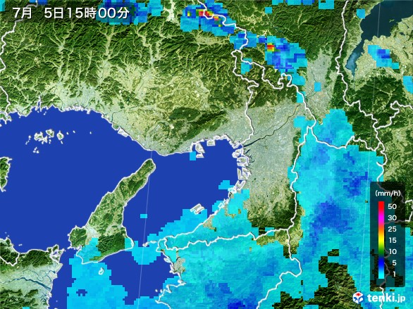 大阪府の雨雲レーダー(2017年07月05日)