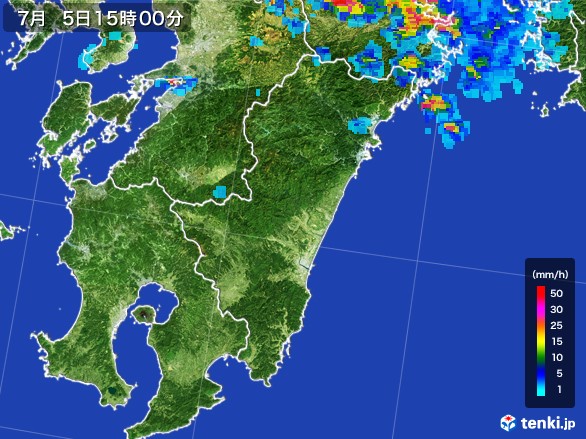 宮崎県の雨雲レーダー(2017年07月05日)