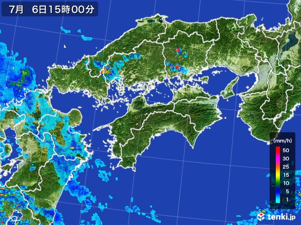 四国地方の雨雲レーダー(2017年07月06日)