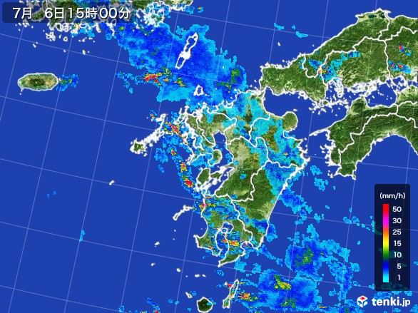 九州地方の雨雲レーダー(2017年07月06日)