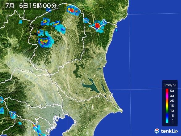 茨城県の雨雲レーダー(2017年07月06日)