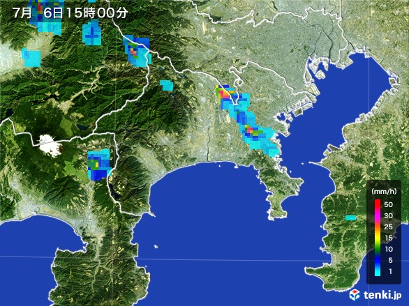 神奈川県の雨雲レーダー(2017年07月06日)