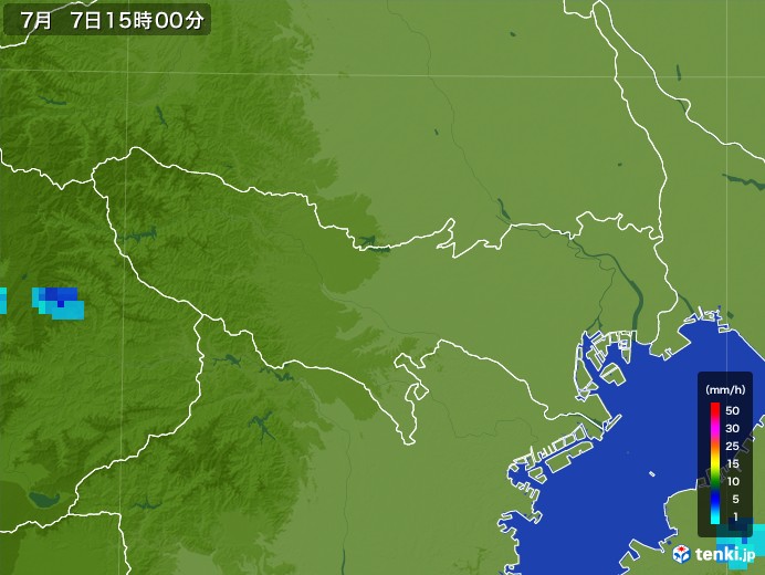 東京都の雨雲レーダー(2017年07月07日)