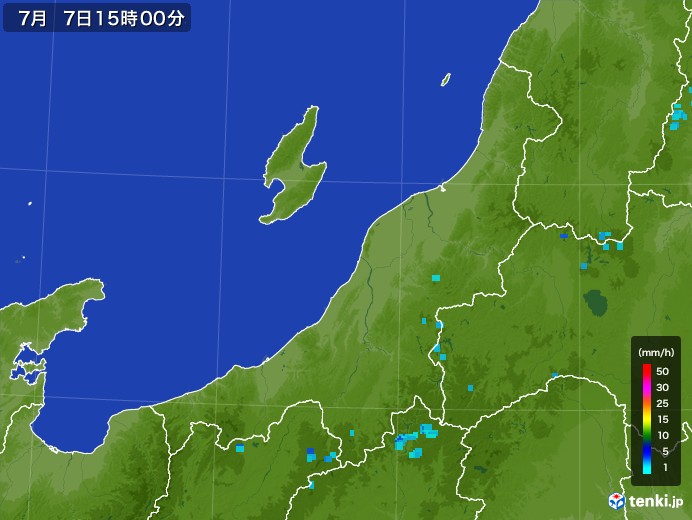 新潟県の雨雲レーダー(2017年07月07日)