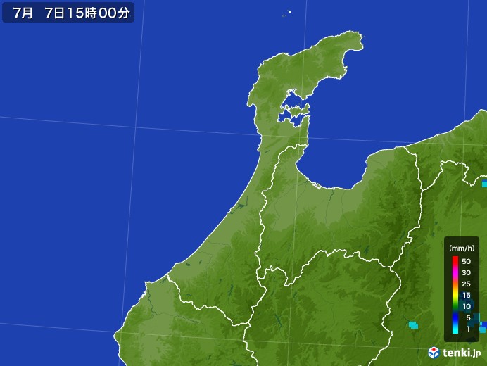 石川県の雨雲レーダー(2017年07月07日)