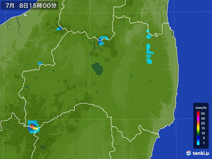 福島県の雨雲レーダー(2017年07月08日)