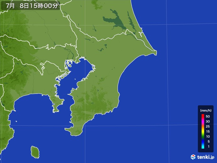 千葉県の雨雲レーダー(2017年07月08日)