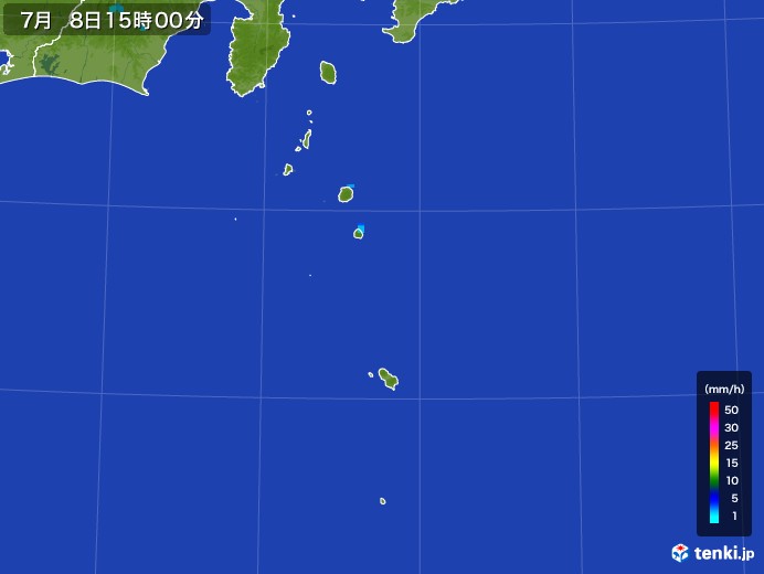伊豆諸島(東京都)の雨雲レーダー(2017年07月08日)
