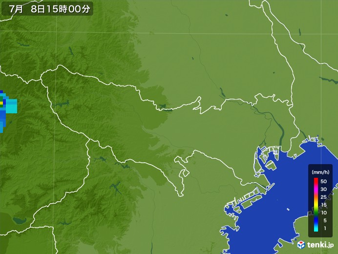 東京都の雨雲レーダー(2017年07月08日)