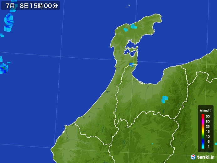 石川県の雨雲レーダー(2017年07月08日)