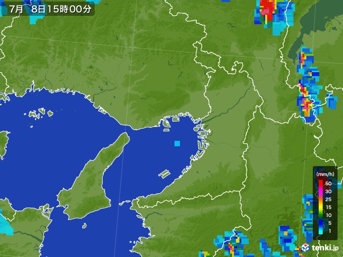 大阪府の雨雲レーダー(2017年07月08日)