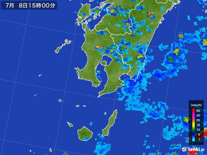 鹿児島県の雨雲レーダー(2017年07月08日)