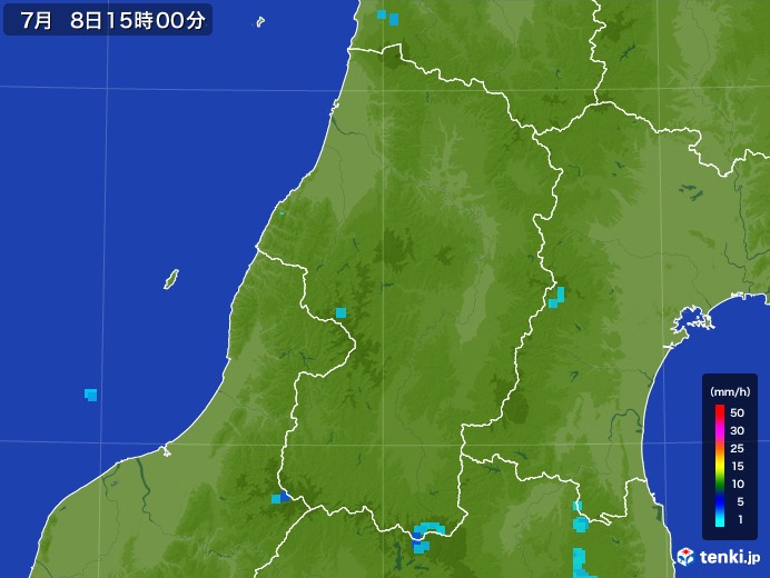 山形県の雨雲レーダー(2017年07月08日)