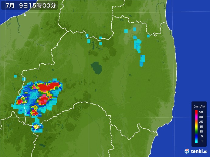 福島県の雨雲レーダー(2017年07月09日)
