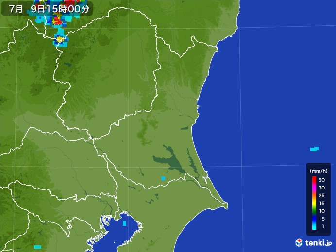 茨城県の雨雲レーダー(2017年07月09日)