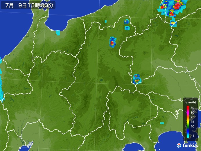 長野県の雨雲レーダー(2017年07月09日)