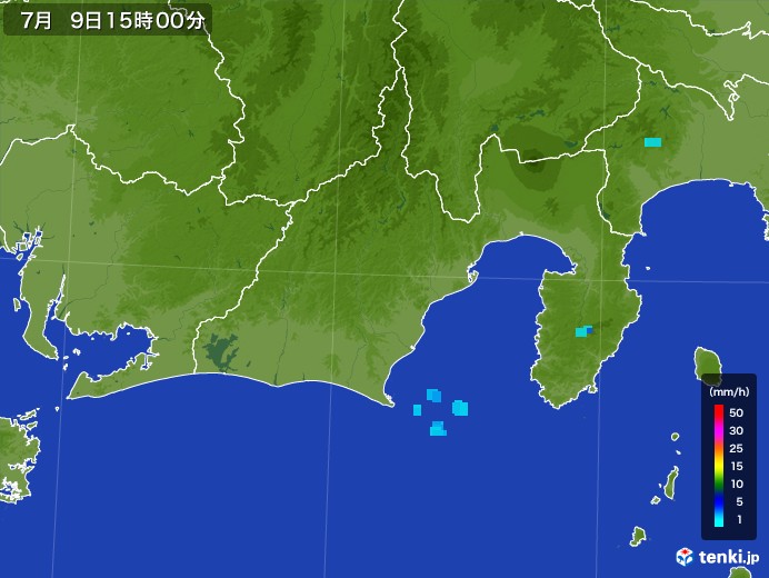 静岡県の雨雲レーダー(2017年07月09日)