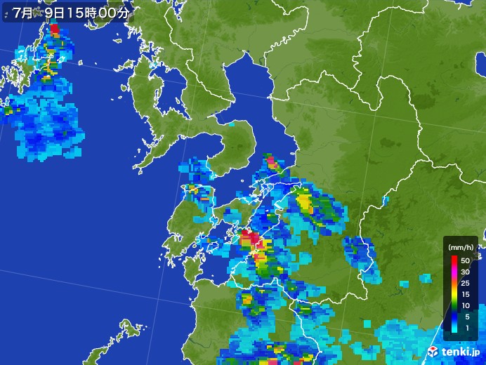 熊本県の雨雲レーダー(2017年07月09日)