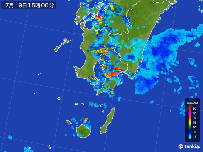鹿児島県の雨雲レーダー(2017年07月09日)