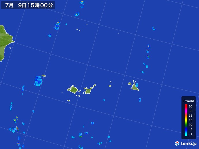 宮古・石垣・与那国(沖縄県)の雨雲レーダー(2017年07月09日)