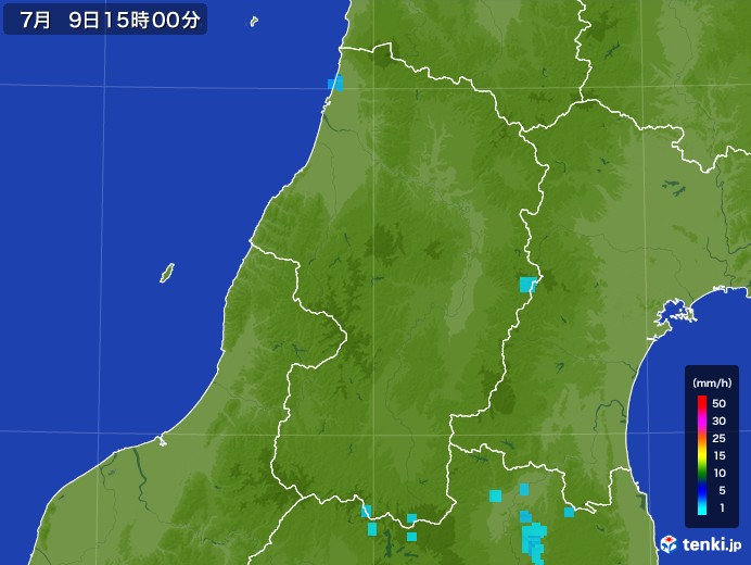 山形県の雨雲レーダー(2017年07月09日)