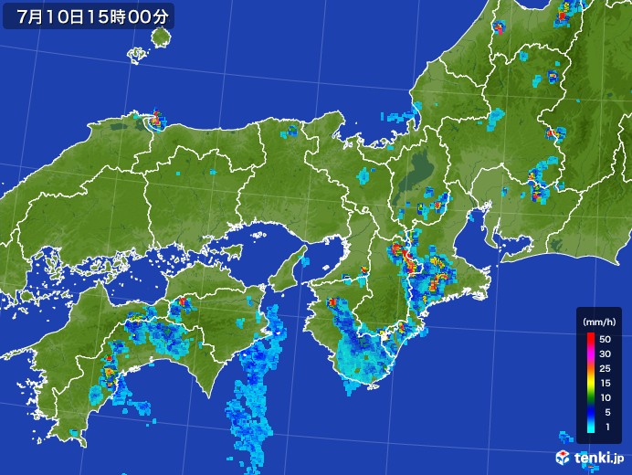 近畿地方の雨雲レーダー(2017年07月10日)