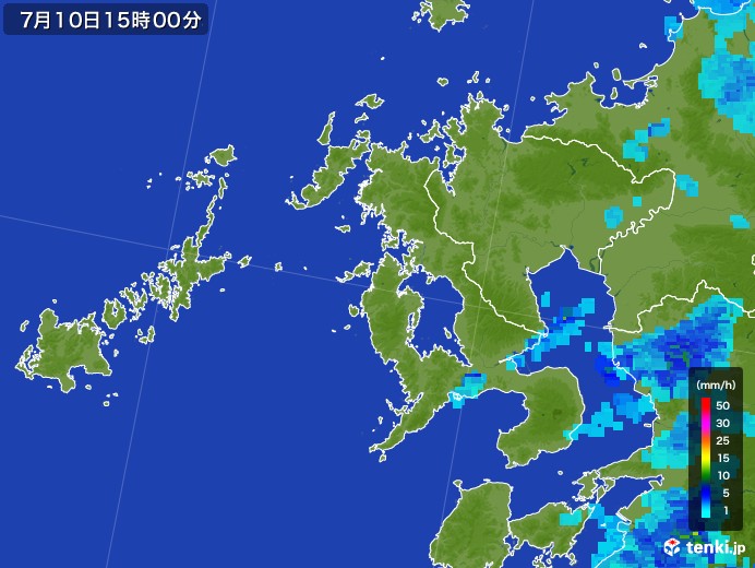 長崎県の雨雲レーダー(2017年07月10日)