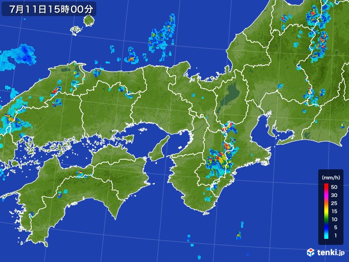 近畿地方の雨雲レーダー(2017年07月11日)