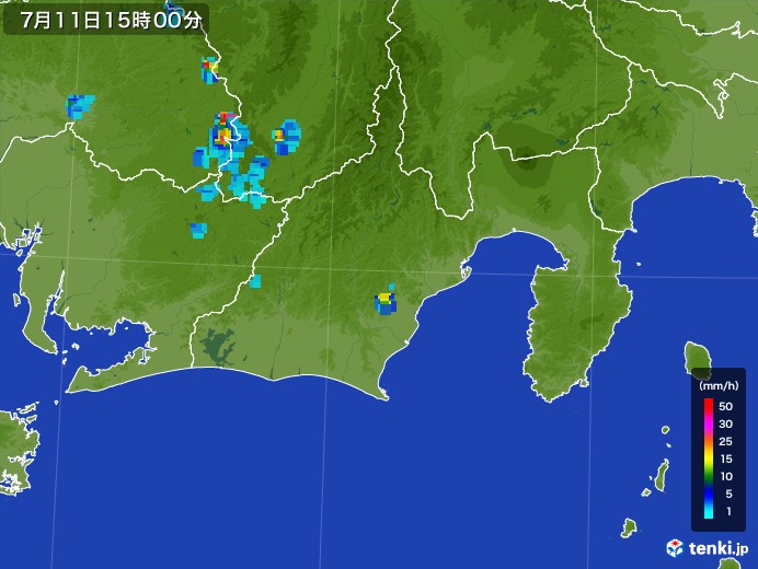 静岡県の雨雲レーダー(2017年07月11日)