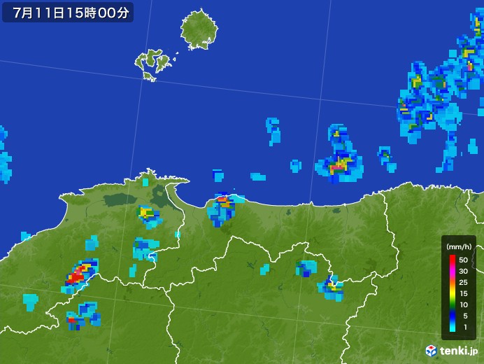 鳥取県の雨雲レーダー(2017年07月11日)