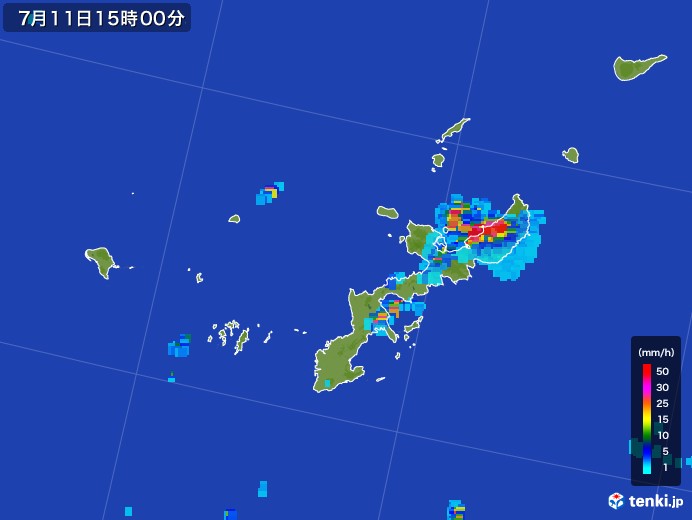 沖縄県の雨雲レーダー(2017年07月11日)