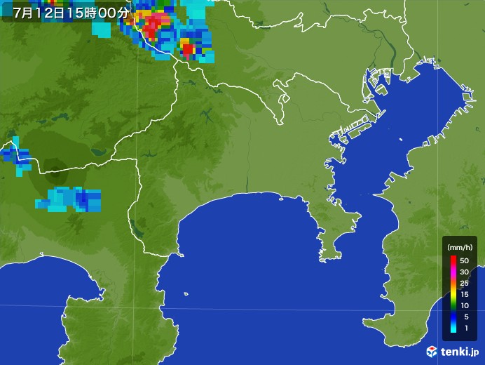 神奈川県の雨雲レーダー(2017年07月12日)