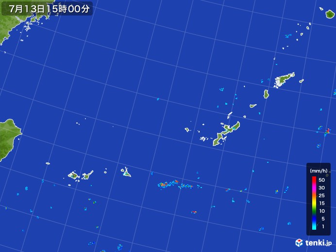 沖縄地方の雨雲レーダー(2017年07月13日)