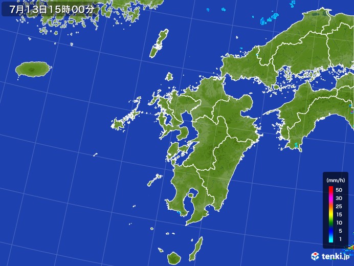九州地方の雨雲レーダー(2017年07月13日)