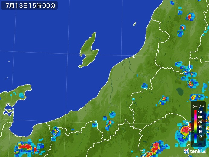 新潟県の雨雲レーダー(2017年07月13日)