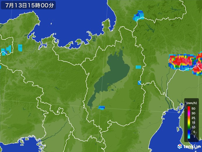滋賀県の雨雲レーダー(2017年07月13日)