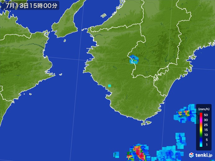 和歌山県の雨雲レーダー(2017年07月13日)