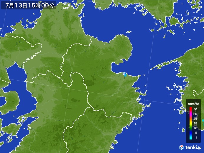 大分県の雨雲レーダー(2017年07月13日)