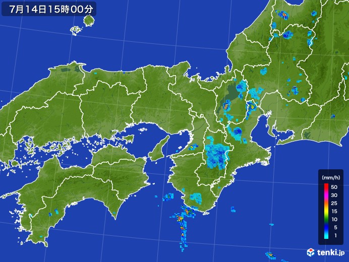 近畿地方の雨雲レーダー(2017年07月14日)