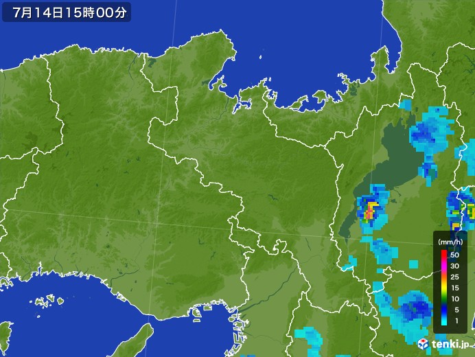 京都府の雨雲レーダー(2017年07月14日)