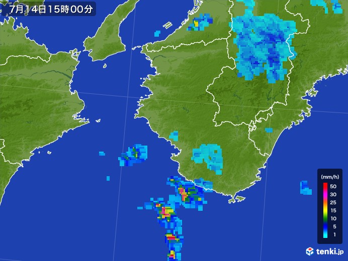 和歌山県の雨雲レーダー(2017年07月14日)
