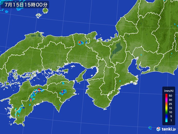 近畿地方の雨雲レーダー(2017年07月15日)