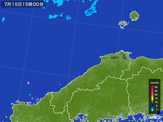 島根県の雨雲レーダー(2017年07月15日)