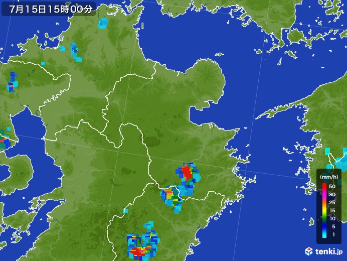 大分県の雨雲レーダー(2017年07月15日)