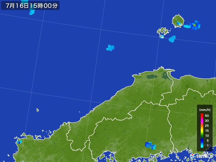 島根県の雨雲レーダー(2017年07月16日)