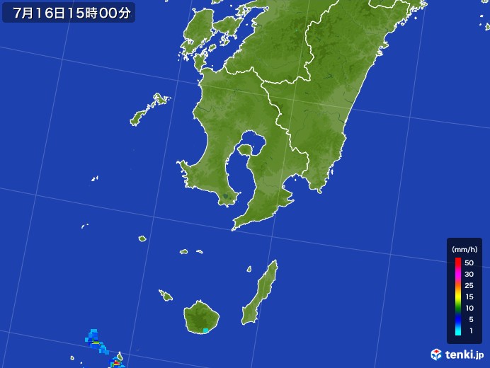 鹿児島県の雨雲レーダー(2017年07月16日)