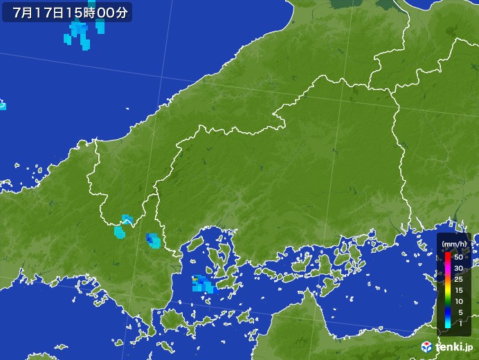 広島県の雨雲レーダー(2017年07月17日)