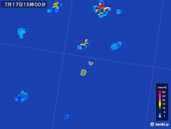 南大東島(沖縄県)の雨雲レーダー(2017年07月17日)